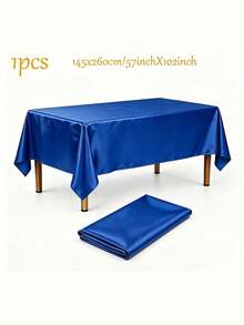 1pc Elegant Satin Rectangular Tablecloth – Smooth Polyester Table Cover For Wedding, Anniversary, Party, Holiday Decor - Multicolor - View 20