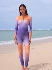Swim Shayni Gradient Color Conservative Women's Elegant Vacation Swimsuit Set - Multicolor - View 6