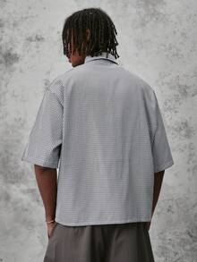 STYNVO 男士夏季休閒格紋領帶襯衫 - 灰色 - 查看 2