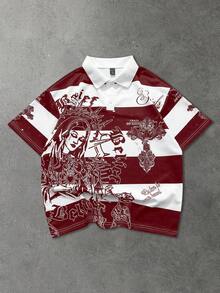 ROMWE MEN Prep 男士 Polo 衫，休閒春/夏街頭風美式短袖 Polo 衫 - 彩色 - 查看 1