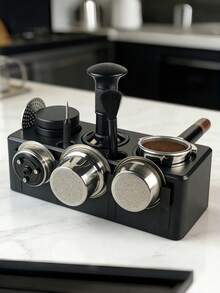 1 Multi-Functional Coffee Tamper Station, Non-Slip Tamper Station, Suitable For Storing Tamper, Distributor And Portafilter, ABS Material Tamper Holder, Coffee Portafilter Rack - Black - View 8