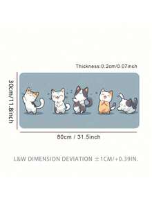 1pc Large NonSlip Rubber Precision Locking Edge Durable Playful Cartoon Cat Dance Blue Desk Mat Gaming Mouse Pad Office Home Computer Setup Cat Lover Gift Large Desk Mat NonSlip Mouse Pad - multicolor - View 11