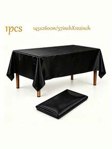 1pc Elegant Satin Rectangular Tablecloth – Smooth Polyester Table Cover For Wedding, Anniversary, Party, Holiday Decor - Multicolor - View 23