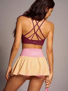 VARSIVA Women's Solid Color Backless Halter Neck Sports Bra - Red - View 4