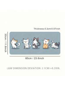 1pc Large NonSlip Rubber Precision Locking Edge Durable Playful Cartoon Cat Dance Blue Desk Mat Gaming Mouse Pad Office Home Computer Setup Cat Lover Gift Large Desk Mat NonSlip Mouse Pad - multicolor - View 12