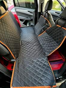 1Pc Dog Car Back Seat Cover, Scratch-Proof Pet Hammock Protector With 4 Side Flip Pockets, Durable, Scratch-Resistant, Foldable & Easy To Clean, Fits Cars, Trucks And SUVs - Black - View 5