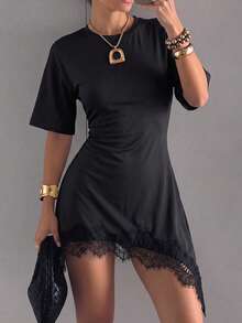 SHEIN EZwear 女款黑色修身針織洋裝 - 黑色 - 查看 10
