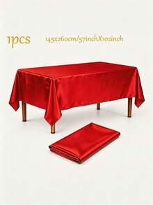 1pc Elegant Satin Rectangular Tablecloth – Smooth Polyester Table Cover For Wedding, Anniversary, Party, Holiday Decor - Multicolor - View 24