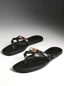 Denimoi Women's Casual Fashion Flat Sandals - Black - View 4