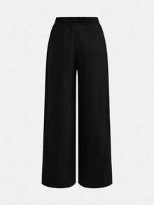 SHEIN Comfortable Long Black Pants For Tween Girls Designed Everyday Wear Wide Leg Loose Baggy Teen Fall Winter - Black - View 6