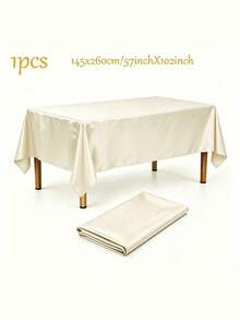 1pc Elegant Satin Rectangular Tablecloth – Smooth Polyester Table Cover For Wedding, Anniversary, Party, Holiday Decor - Multicolor - View 8