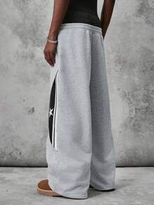 STYNVO Pantalones de chándal casuales versátiles de uso diario con cintura con cordón y patrón de letras para hombre - Gris - Ver 2