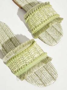 SHUZIA Women's Wide-Fit Comfortable, Durable, Essential Mint Raffia One Band Sandal - Mint Green - View 2