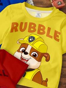 SHEIN | PAW Patrol 3件套男婴休闲圆领卡通字母印花短袖T恤，百搭日常穿着 - 彩色 - 查看 6