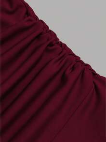 Sweetra Women's Lace Patchwork Pleated Elegant Waist-Cinching Party Midi Dress - Burgundy - View 7