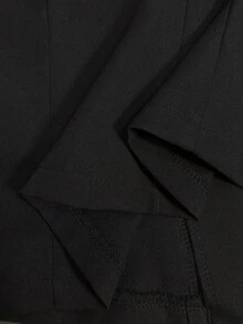 SHEIN 優雅設計女款西裝外套，時尚極簡蕾絲中袖，適合商務辦公穿著 - 黑色 - 查看 5