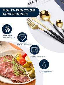 30pcs/Set Stainless Steel Cutlery Set With Box, Portuguese Forks & Spoons, Western Style Flatware Set Suitable For Home, Kitchen, Restaurant, Hotel, Wedding, Random Color Gift Box,School Supplies - Multicolor - View 6