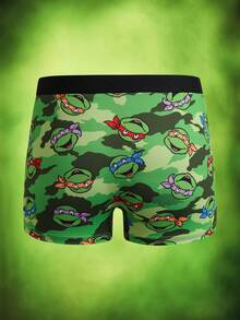 TEENAGE MUTANT NINJA TURTLES | SHEIN Tween Boy 3-Pack Digital Print Green Cute Adorable Boxer Briefs - Army Green - View 10