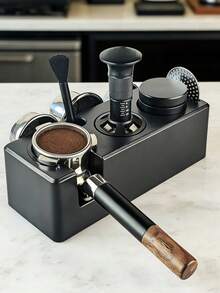 1 Multi-Functional Coffee Tamper Station, Non-Slip Tamper Station, Suitable For Storing Tamper, Distributor And Portafilter, ABS Material Tamper Holder, Coffee Portafilter Rack - Black - View 7