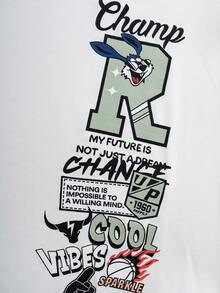 Coolqubz 青少年男孩新款夏季圖案圓領短袖T恤與百褶工裝束口休閒運動兩件套 - 薄荷綠 - 查看 6