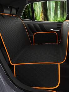 1Pc Dog Car Back Seat Cover, Scratch-Proof Pet Hammock Protector With 4 Side Flip Pockets, Durable, Scratch-Resistant, Foldable & Easy To Clean, Fits Cars, Trucks And SUVs - Black - View 7