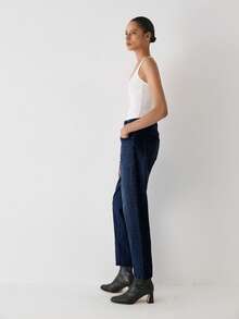 YARNWELL Women's Fashion Low Waist Slight Stretch Cat Whisker Washed Denim Jeans - Dark Wash - View 3