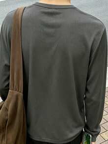 Resyla Men 男士純色休閒百搭日常穿著長袖T恤 - 白色 - 查看 2