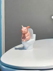 Cute Pig Figurine For Toilet Tank Decor, PVC Cartoon Pig Statue Ornament, Multi-Style Display For Wall Desktop Living Room Home Office, Bathroom Accessories Home Decor Sculpture - multicolor - View 3