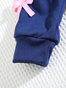 Elladie kids 女童新款休閒時尚運動長袖運動衫套裝，秋季 - 藏蓝色 - 查看 8