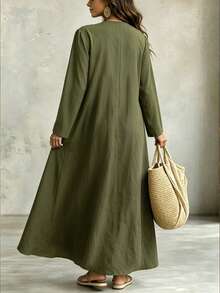 Linhara CURVE Plus Size Women's Woven Elegant Autumn Trousers And Dress Fall - Green - View 2
