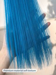 5PCS Blue Hair Clips Extensions, Women Synthetic Fiber Wigs, Can Match Various Hairstyles Without Going To Salon, Suitable For Daily Use And Parties - blue - View 8
