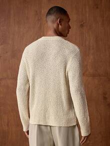 Vientiro Men's New Ribbed Fashion Versatile V-Neck Long Sleeve Sweater - Apricot - View 3