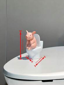 Cute Pig Figurine For Toilet Tank Decor, PVC Cartoon Pig Statue Ornament, Multi-Style Display For Wall Desktop Living Room Home Office, Bathroom Accessories Home Decor Sculpture - multicolor - View 4