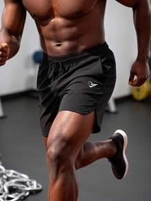 GymBeat Men's Drawstring Waist Casual Versatile Daily Travel Sports Shorts, Gym - Black - View 4