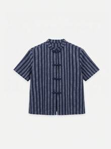 Nöista Traje estampado con cuello con volantes y cintura definida para mujer - Azul Marino - Ver 6