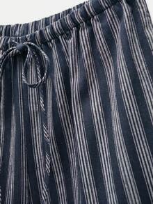 Nöista Traje estampado con cuello con volantes y cintura definida para mujer - Azul Marino - Ver 11