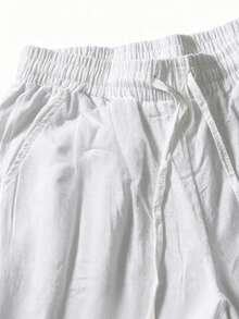 Ironwick Men's Solid Color Drawstring Waist Pocket Straight Leg Sports Pants - White - View 5