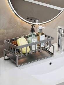 Heavy Duty Metal Kitchen Sink Caddy With Towel Holder, Multifunctional Under Sink Organizer With Sponge Holder, Dish Soap Storage & Self-Draining Tray, No-Drill Space Saving Sink Rack For Restaurant & Commercial Kitchen Use - Multicolor - View 6