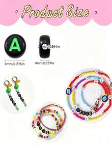1000 Buah Per Kemasan - Manik-Manik Huruf Akrilik Hitam, 4x7 Mm - Dekorasi Rangkaian Huruf A sampai Z, Cocok untuk Gelang, Kalung, Gantungan Kunci, dan Perhiasan Buatan Sendiri. - MultiWarna - View 6
