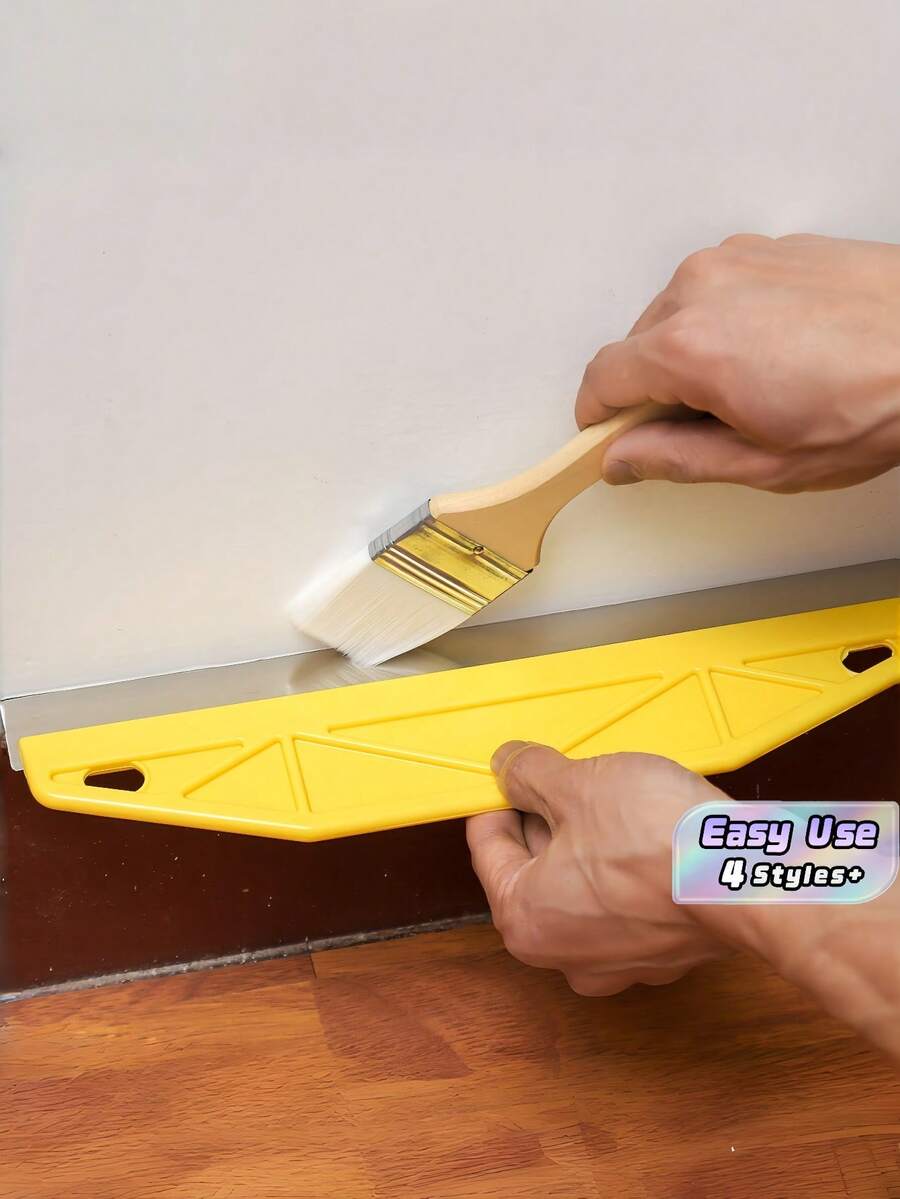 Duty Metal Plastic Paint Shield, Wall Painting Edger Tool With Handle & Edge Design, Yellow Paint Guard For Precise Edge Trimming & Wallpaper Cutting, Home & Commercial Use - multicolor - View 1