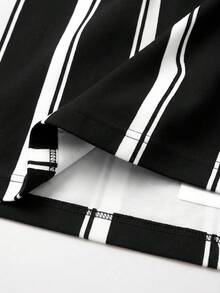 Manfinity Hypemode 男士休闲经典黑白条纹马图案Polo衫，适合休闲、日常通勤。 - 彩色 - 查看 7