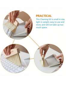 Portable Mini Dustpan And Brush Set, Multi Purpose Cleaning Kit With Wooden Handle, Small Sweeper For Desktop Keyboard Narrow Gaps, Seamless Cleaning Tool, Easy To Use Household Mini Sweeping Supplies - multicolor - View 5
