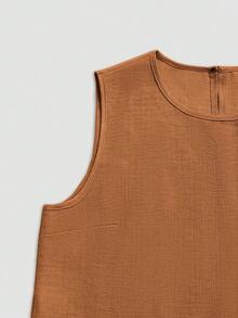 LUMIGAL Women's Summer Casual Round Neck Loose Top & Matching Pants 2 Pieces Set - Orange - View 3