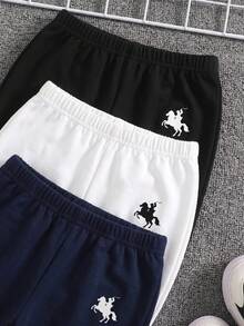 SHEIN Playful Pals Conjunto de 6 piezas/Set para bebé niño con estampado de caballero pony, elemento a rayas, camiseta de cuello redondo de manga corta y pantalones largos, atuendo casual, conjunto de ropa de verano y otoño para niño, conjunto de camiseta para bebé y niño pequeño, paquete de varias piezas - Multicolor - Ver 5