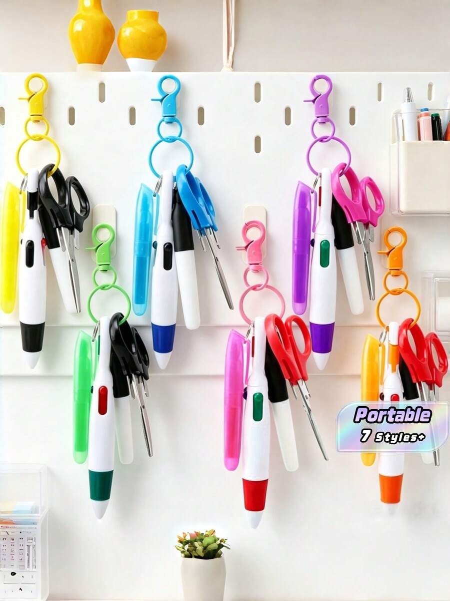 1/6 Set Nurse Badge Pen Tool Accessories Include Nursing Keychain Clip Set 4-In-1 Ball Pen With Mini Stainless Scissors For Nurse Doctor Day Gift, Back To School
