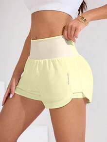 SHEIN Sovereign Charm 女款腰部口袋設計運動短褲 - Butter Yellow - 查看 8