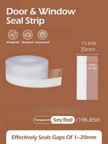 1 PC Self Adhesive Weather Stripping Door Seal Strip Draft Stopper Windproof Soundproof Heat Insulation Gap Filler For Door Window Frame Home Improvement Noise Reduction Durable Flexible Strong Adhesive Easy Cut To Fit Practical - Multicolor - View 12