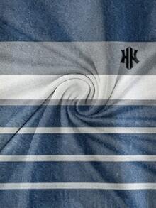 Chillumni 男士美式復古水洗做舊條紋拼接圓領短袖 HK 刺繡 T-shirt - 彩色 - 查看 5