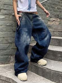 Manfinity EMRG Men's Casual Washed Loose Fit Baggy Jeans - Blue - View 6