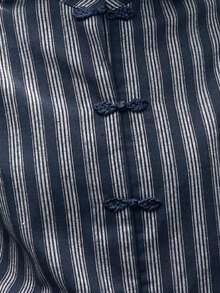 Nöista Traje estampado con cuello con volantes y cintura definida para mujer - Azul Marino - Ver 10